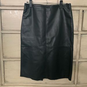 Banana Republic 100% Genuine Leather Black Pencil Skirt